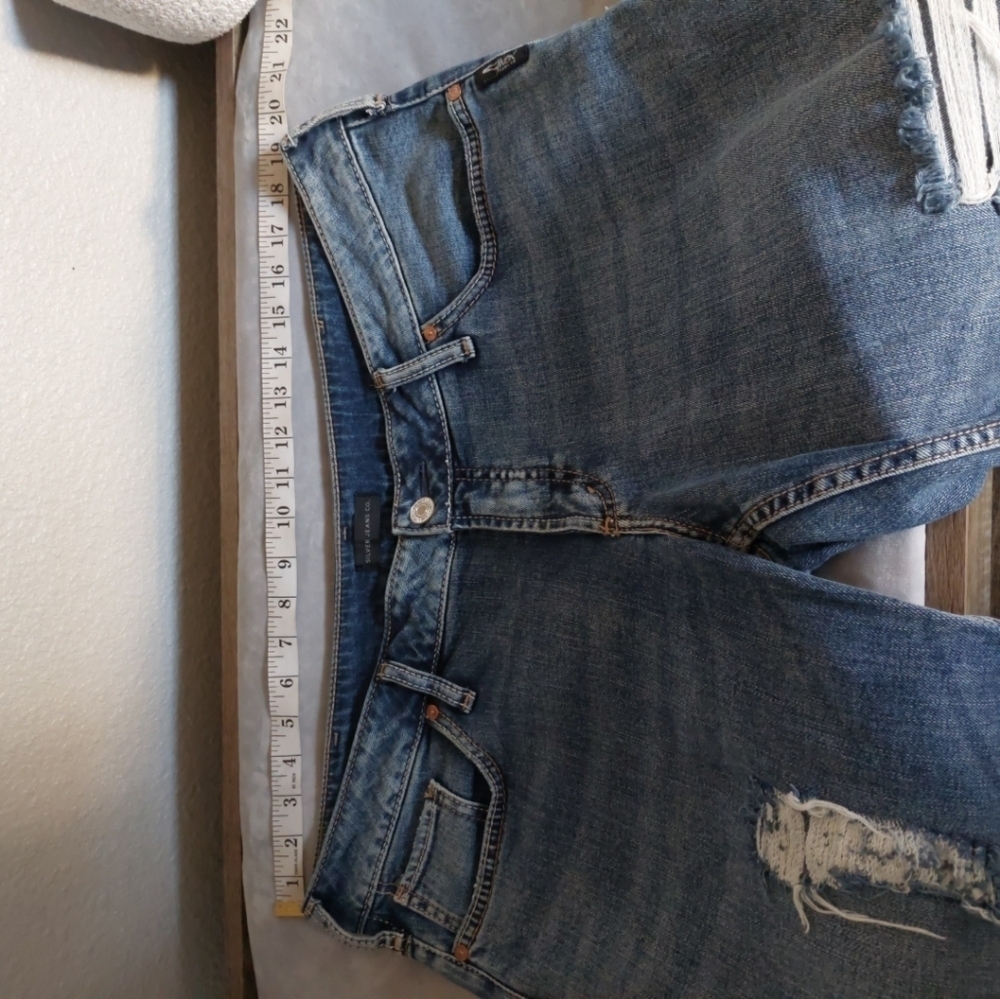 Silver Jeans Boyfriend Distressed Jeans 33x25 - Picture 5 of 7